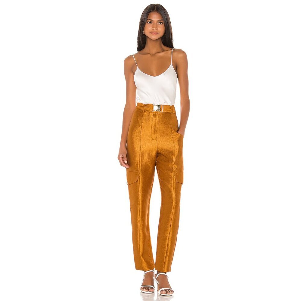 NWOT House of Harlow 1960 X REVOLVE Elina Shimmer High Waist Pant Bronze Women M